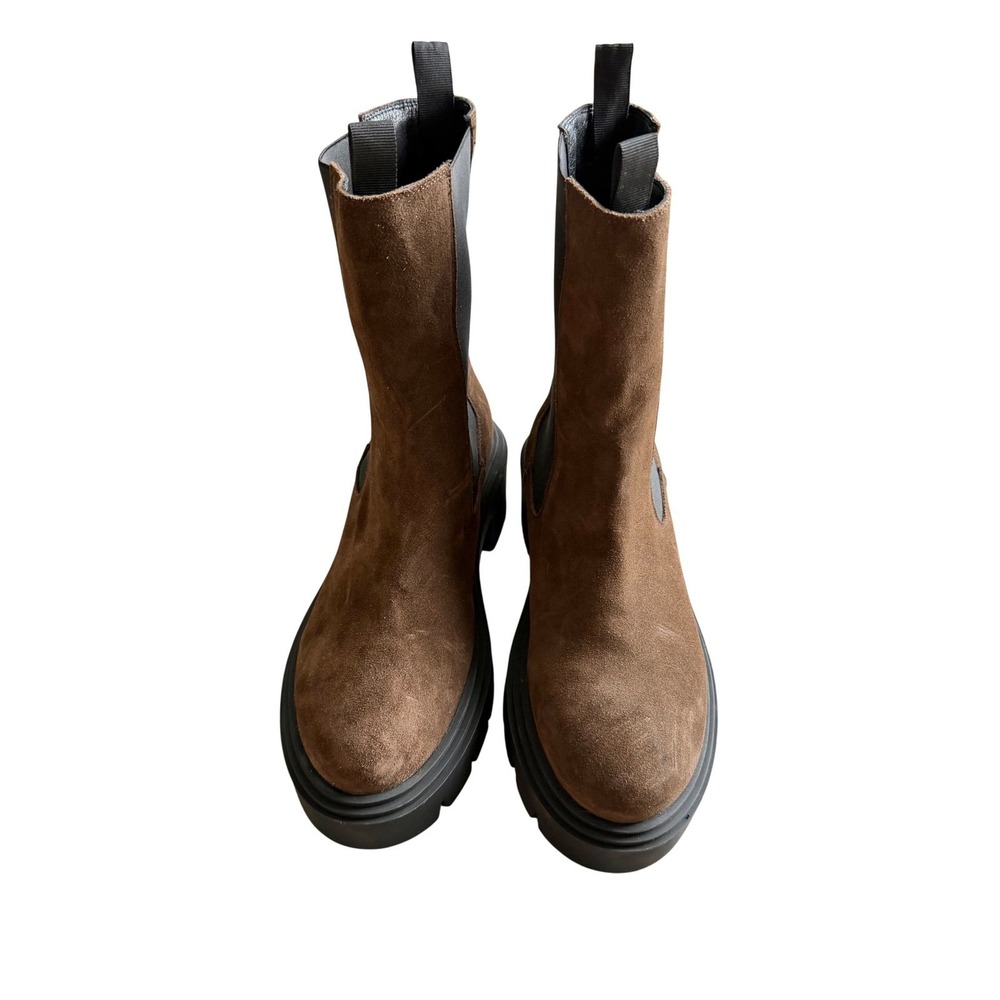 Steve Madden Wisteria Brown Suede Lug Sole Platform Chelsea‎ Boots Womens 11 M - Picture 3 of 9